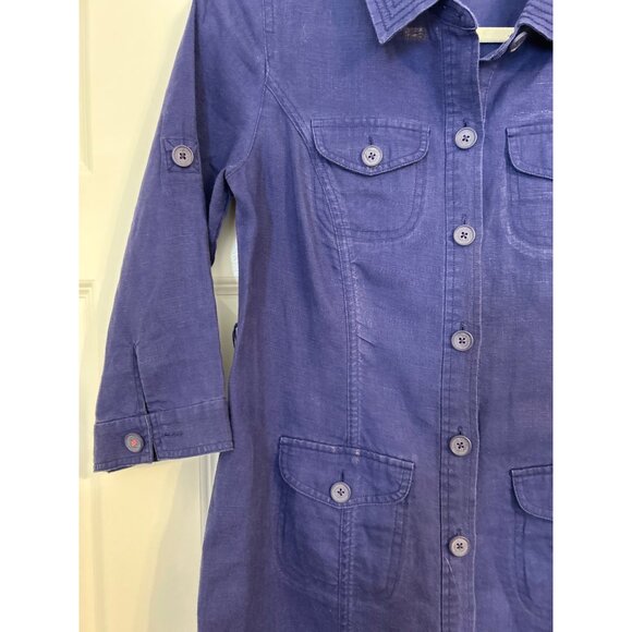 Boden Women's Linen Button Down Long Collared Shirt Dress w/ Front Pockets Size - Picture 2 of 11